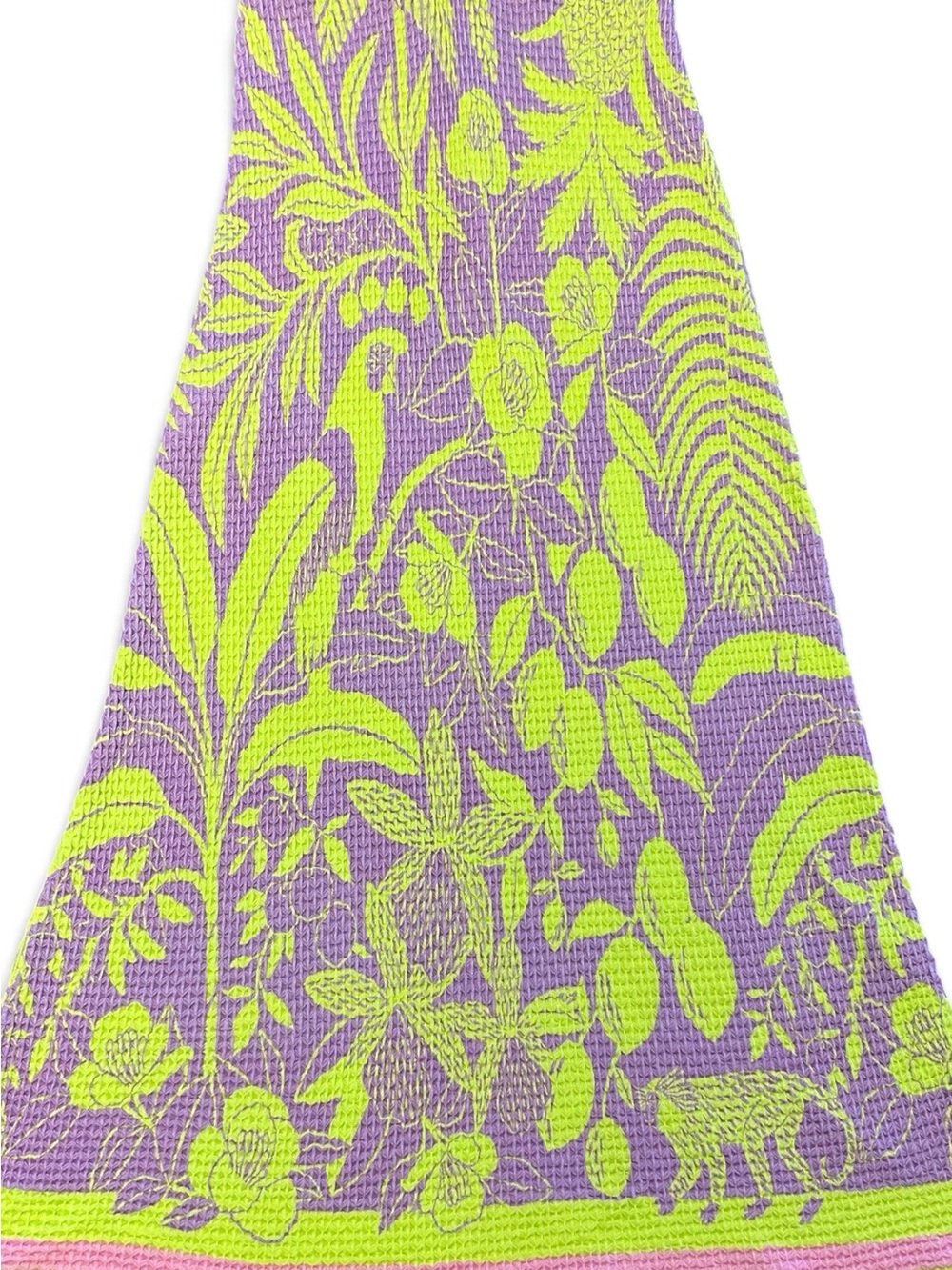 FARM Rio Women’s Neon Yellow & Lavender Floral Knit Dress - Picture 7 of 8